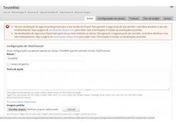 5 - Aparecerá as configurações do campo criado, configure conforme a necessidade. Depois click em salvar no final da tela.