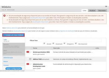 2 - Aparecerá a tela de configuração, click em "Instalar um novo módulo".